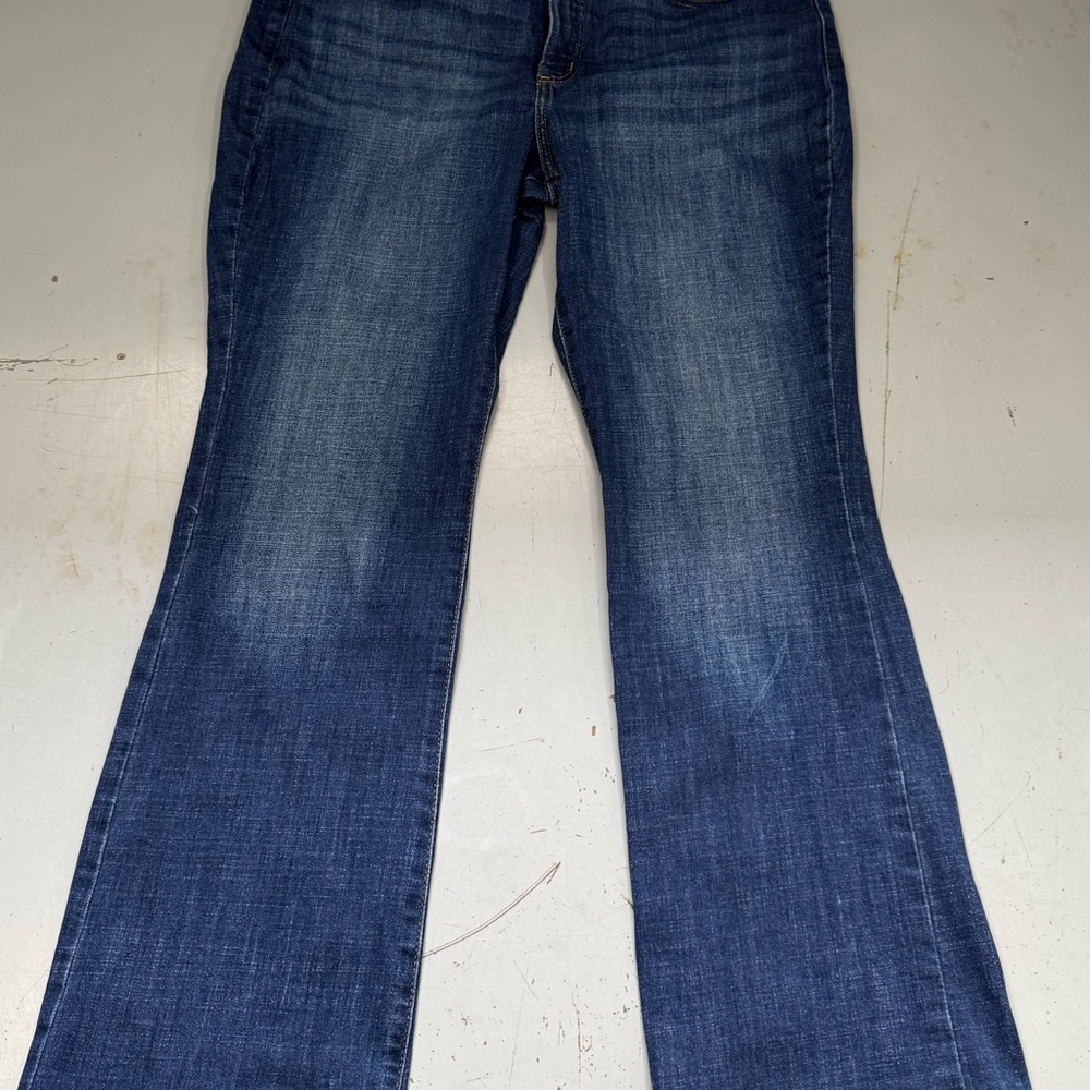 Lee Woman’s Boot Cut Denim Flare Flex Motion Mid rise Blue Jeans Size 14 short